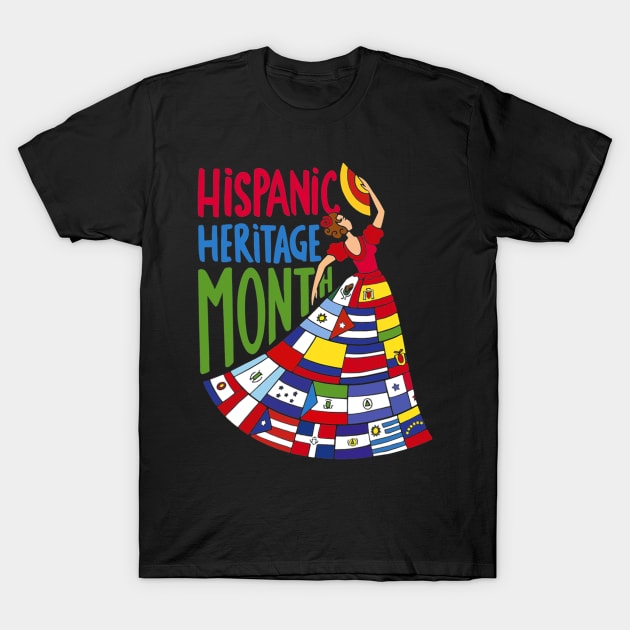 National Hispanic Heritage Month Celebration Flags Men Women T-Shirt by Eleam Junie